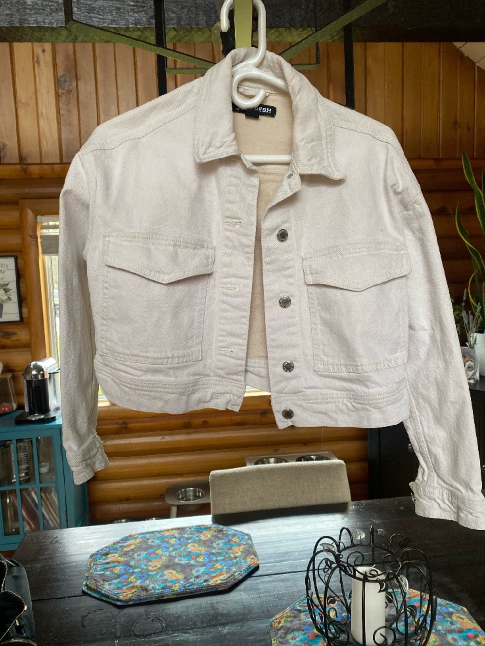 Joe Fresh Cropped White Denim Jacket